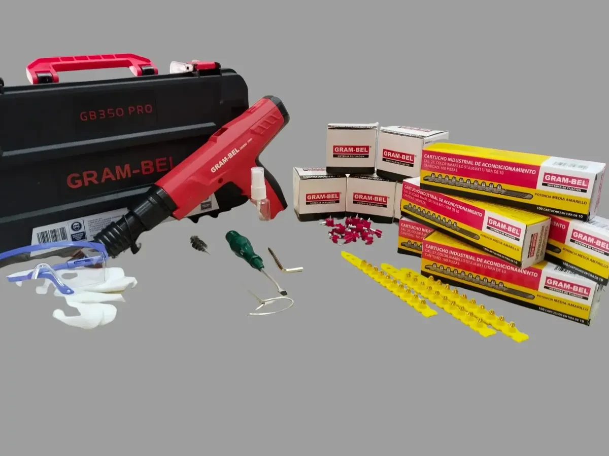 Pistola Gb350 Pro Gram-bel, Con 500 Clavos P27 Y 500 Cart 27