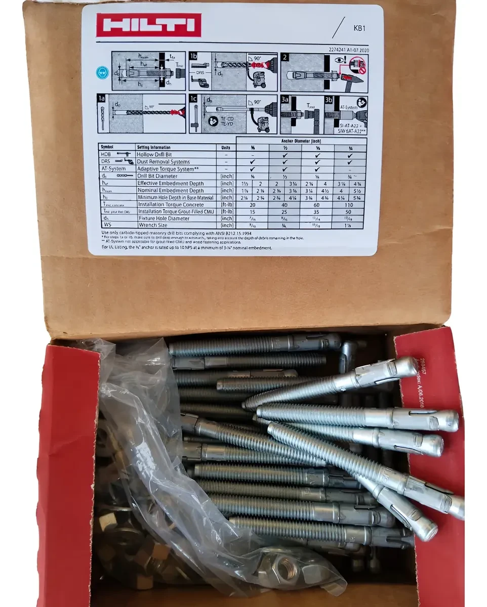 Anclaje Expansion Hilti Kb1 3/8 X 3 3/4 #2231456 Caja 50 Pzs